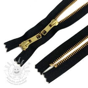 Zip kovový nedělitelný 2 jezdce 56 cm black/gold