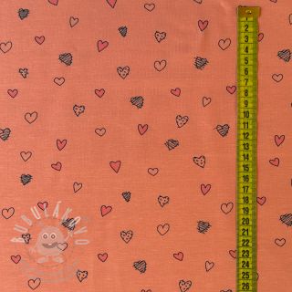 Úplet Cute hearts peach digital print
