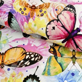 Úplet VISCOSE LYCRA HEAVY Butterflies design B digital print