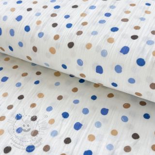 Dvojitá gázovina/mušelín Big dots Snoozy old blue