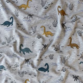 Úplet Water dinosaurs light grey melange