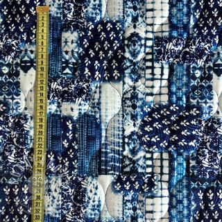 Prošev VELVET Patchwork navy digital print