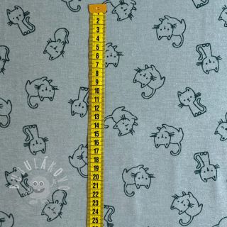 Bavlněná látka FLANNEL Cats mint