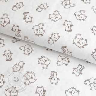 Bavlněná látka FLANNEL Cats off white