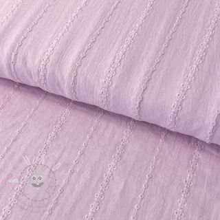 Bavlněná látka VOILE Embroidery Stripes lilac