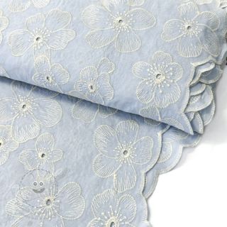 Bavlněná látka Embroidery Emilia light blue 2-side border