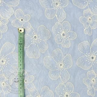 Bavlněná látka Embroidery Emilia light blue 2-side border