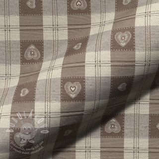 Dekorační látka jacquard DOUBLE FACE Landhaus Heart Check taupe