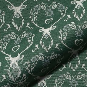 Dekorační látka jacquard DOUBLE FACE Landhaus Deer Heart forest green