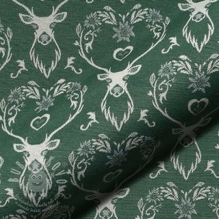 Dekorační látka jacquard DOUBLE FACE Landhaus Deer Heart forest green