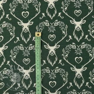 Dekorační látka jacquard DOUBLE FACE Landhaus Deer Heart forest green