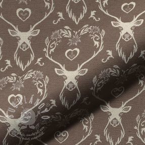 Dekorační látka jacquard DOUBLE FACE Landhaus Deer Heart taupe