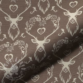 Dekorační látka jacquard DOUBLE FACE Landhaus Deer Heart taupe