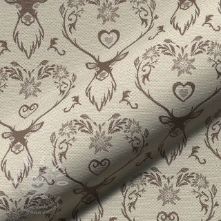 Dekorační látka jacquard DOUBLE FACE Landhaus Deer Heart taupe