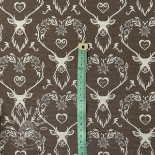 Dekorační látka jacquard DOUBLE FACE Landhaus Deer Heart taupe