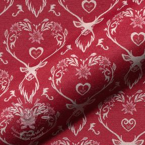 Dekorační látka jacquard DOUBLE FACE Landhaus Deer Heart dark red