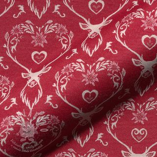 Dekorační látka jacquard DOUBLE FACE Landhaus Deer Heart dark red