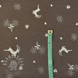 Dekorační látka jacquard DOUBLE FACE Landhaus Mixed Icon taupe