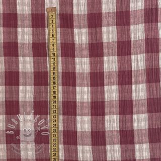 Dvojitá gázovina/mušelín Double sided CHECKS MINI rosewood