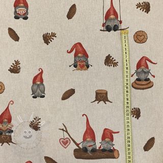 Dekorační látka Linenlook Tomte hand drawn