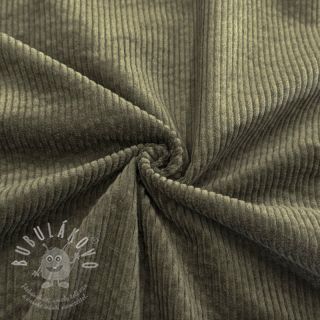 Manšestr 6W WASHED STRETCH camo green