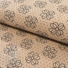 Manšestr STRETCH Circle flower beige