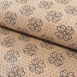 Manšestr STRETCH Circle flower beige