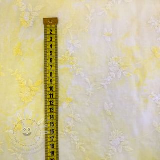 Bavlněná látka EMBROIDERY Tie-Dye yellow